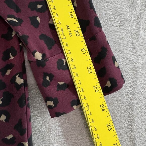 Susan Graver Top Womens 1XP Burgundy Cheetah Print Shirt Button Up Long Sleeve - Picture 10 of 13